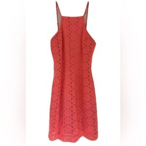 Lilly Pulitzer Pink Coral Costello Halter Dress Size Small Lace Eyelet